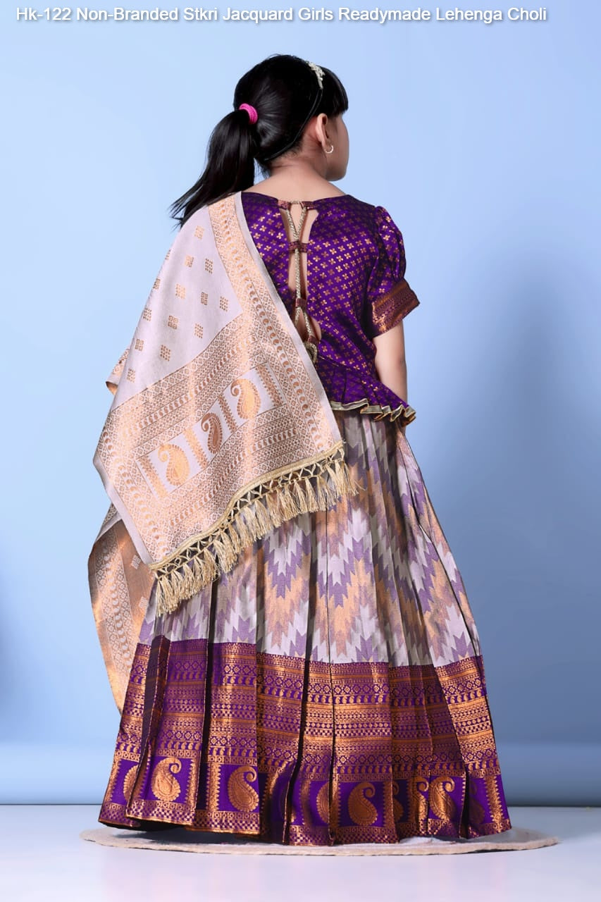 Hk-122 Non-Branded Stkri Jacquard Girls Readymade Lehenga Choli