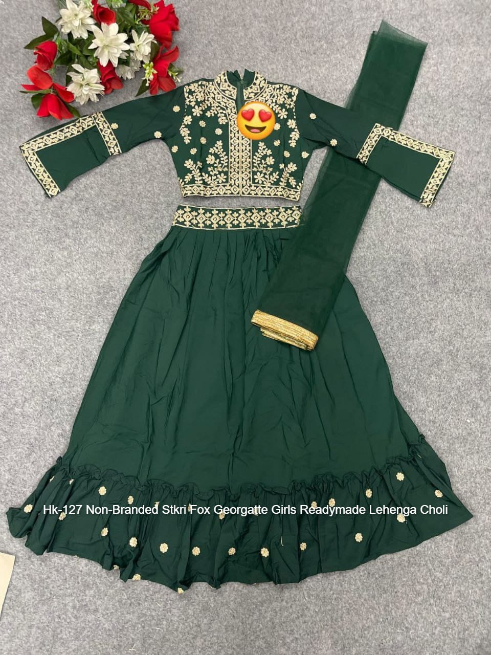 Hk-127 Non-Branded Stkri Fox Georgatte Girls Readymade Lehenga Choli