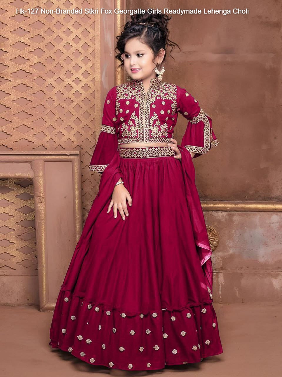 Hk-127 Non-Branded Stkri Fox Georgatte Girls Readymade Lehenga Choli
