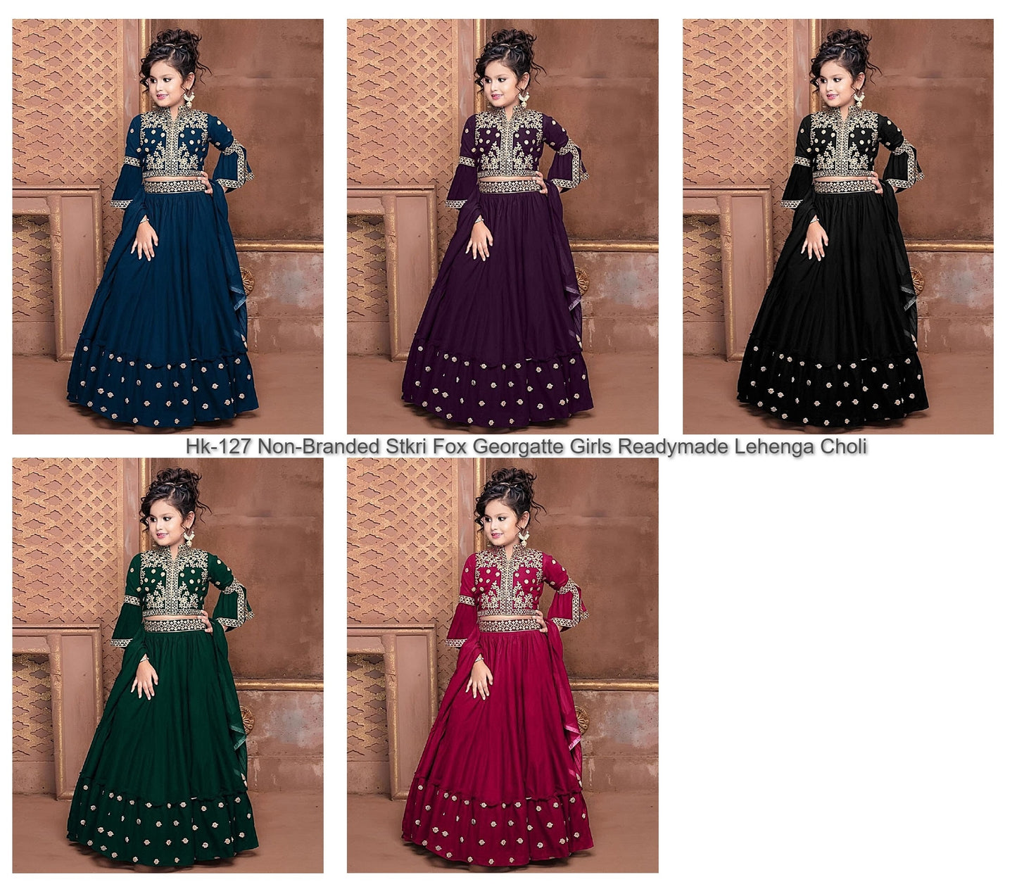 Hk-127 Non-Branded Stkri Fox Georgatte Girls Readymade Lehenga Choli