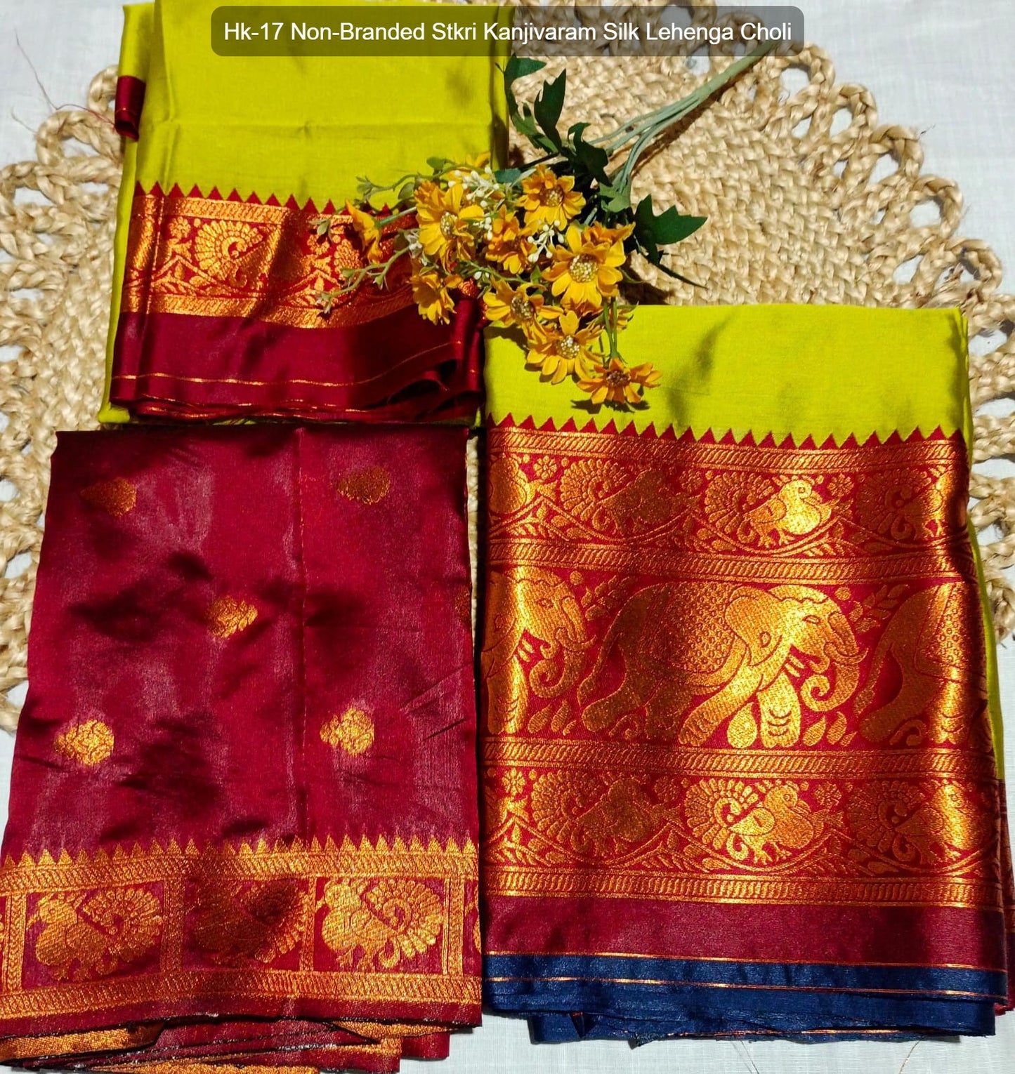 Hk-17 Non-Branded Stkri Kanjivaram Silk Lehenga Choli
