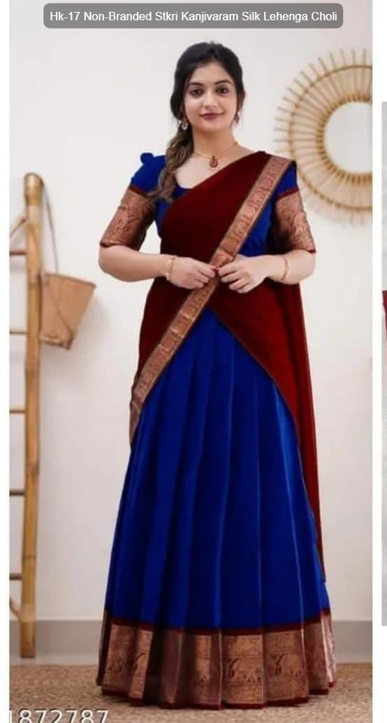 Hk-17 Non-Branded Stkri Kanjivaram Silk Lehenga Choli