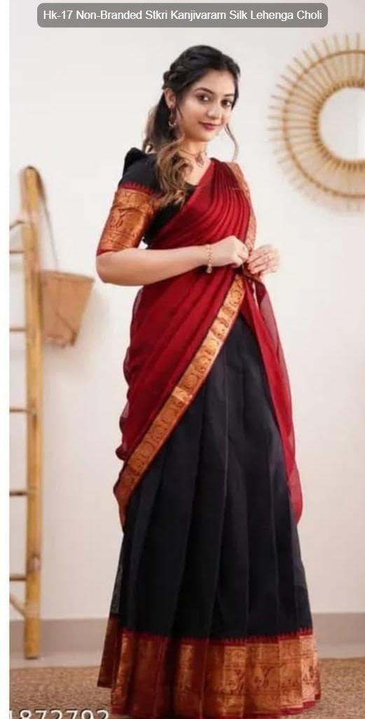 Hk-17 Non-Branded Stkri Kanjivaram Silk Lehenga Choli