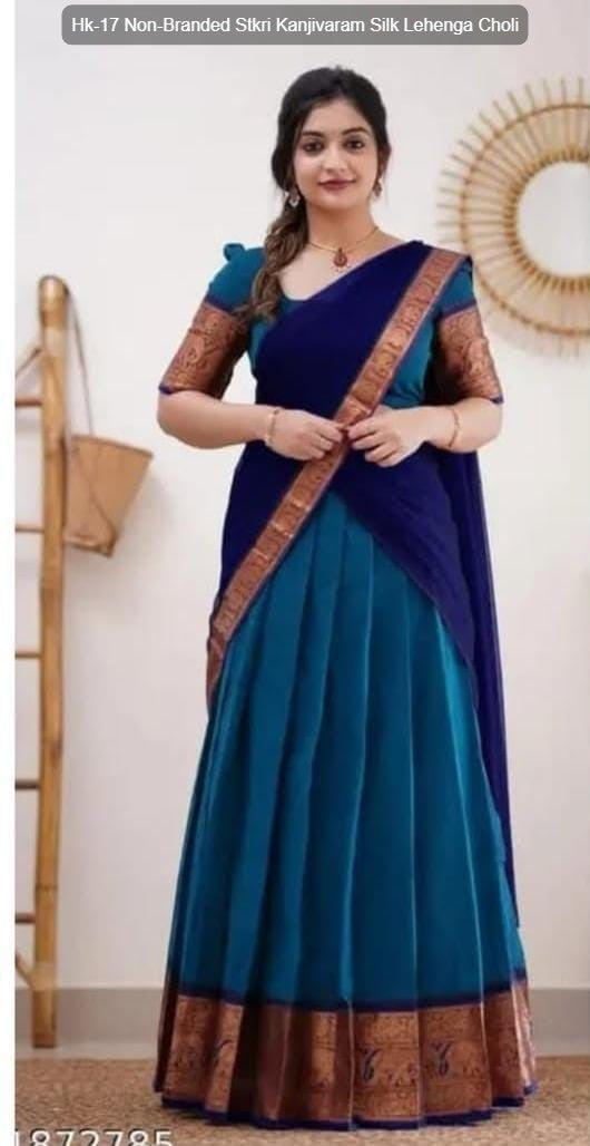 Hk-17 Non-Branded Stkri Kanjivaram Silk Lehenga Choli