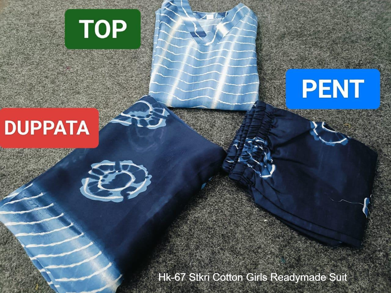 Hk-67 Stkri Cotton Girls Readymade Suit