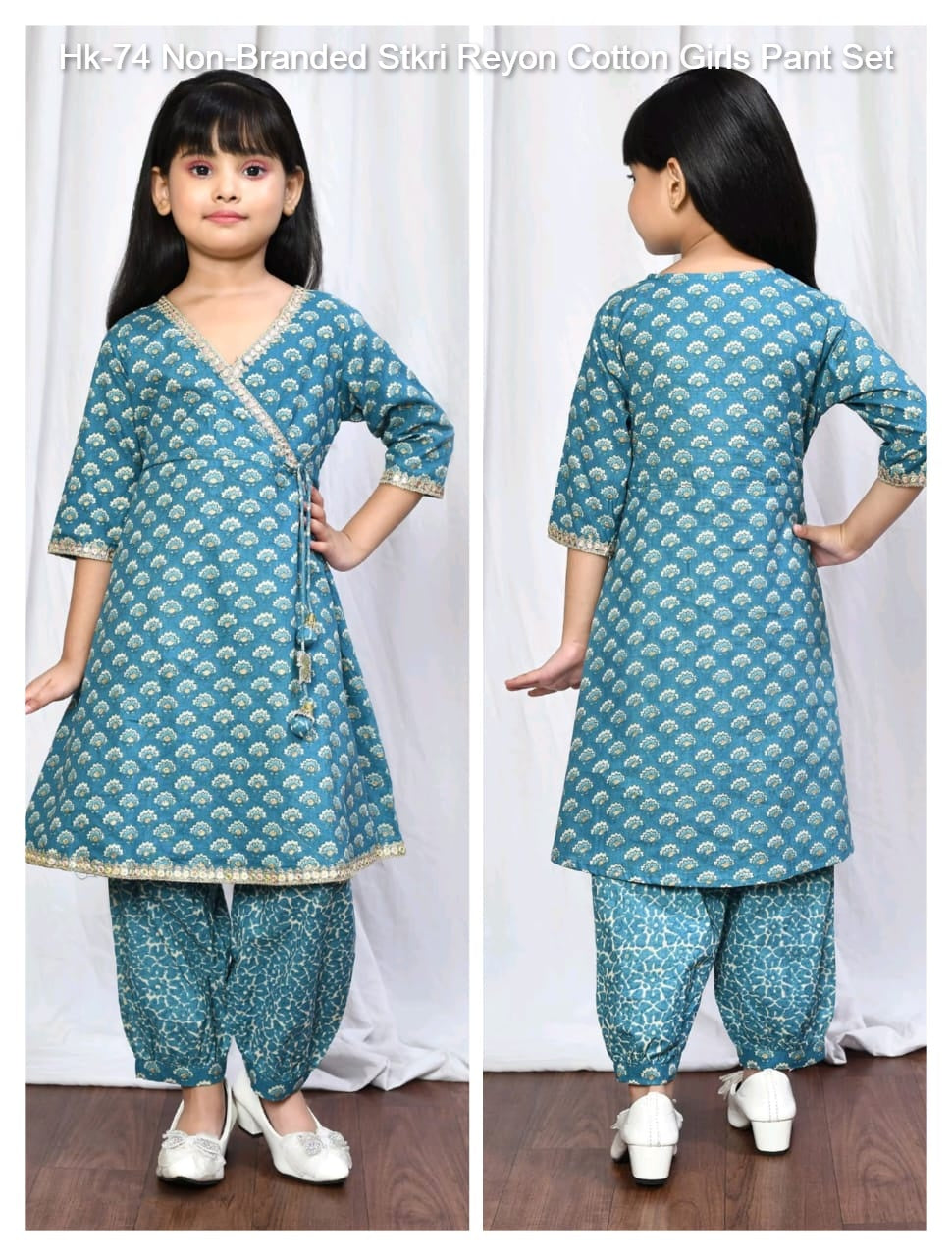 Hk-74 Non-Branded Stkri Reyon Cotton Girls Pant Set
