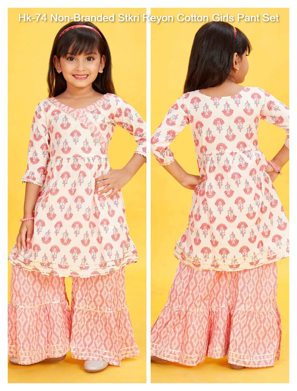 Hk-74 Non-Branded Stkri Reyon Cotton Girls Pant Set