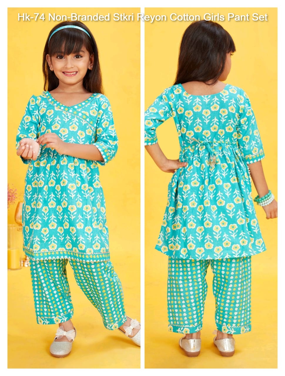 Hk-74 Non-Branded Stkri Reyon Cotton Girls Pant Set