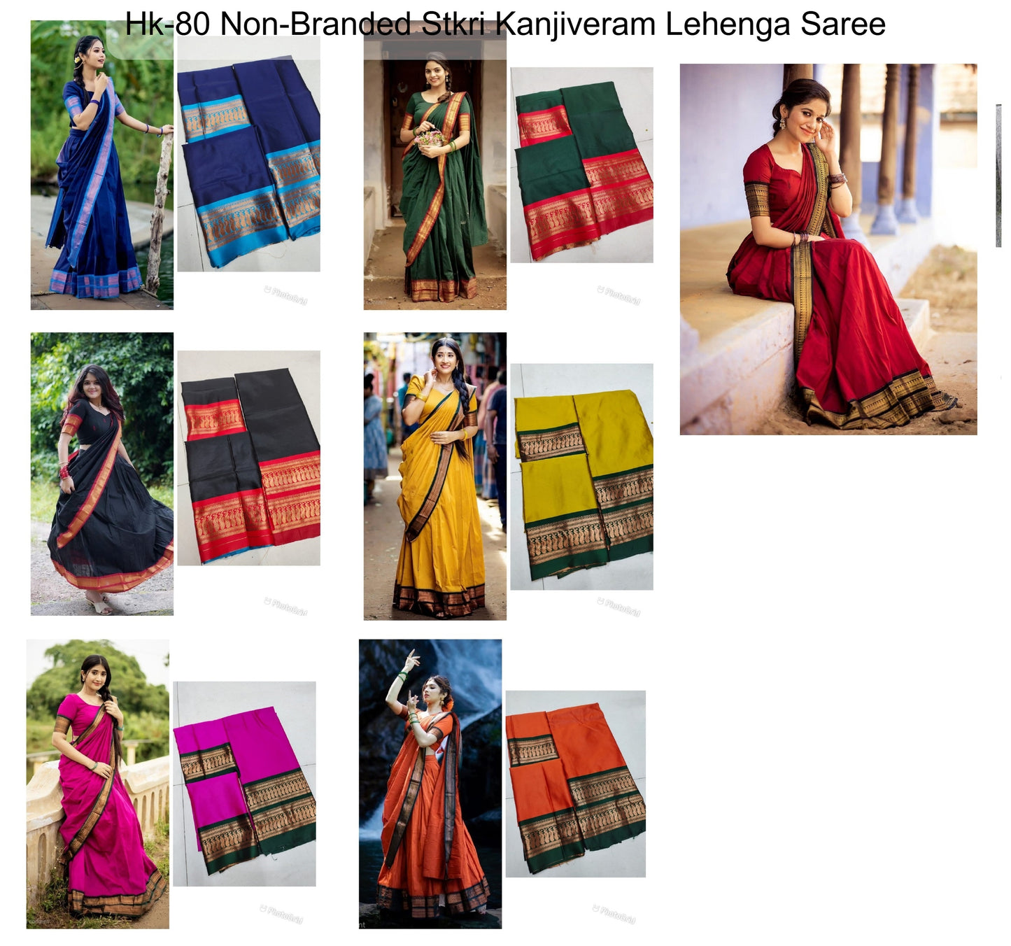 Hk-80 Non-Branded Stkri Kanjiveram Lehenga Saree