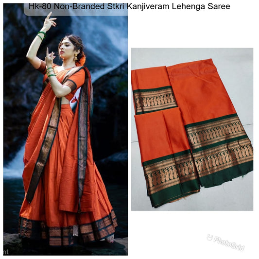 Hk-80 Non-Branded Stkri Kanjiveram Lehenga Saree
