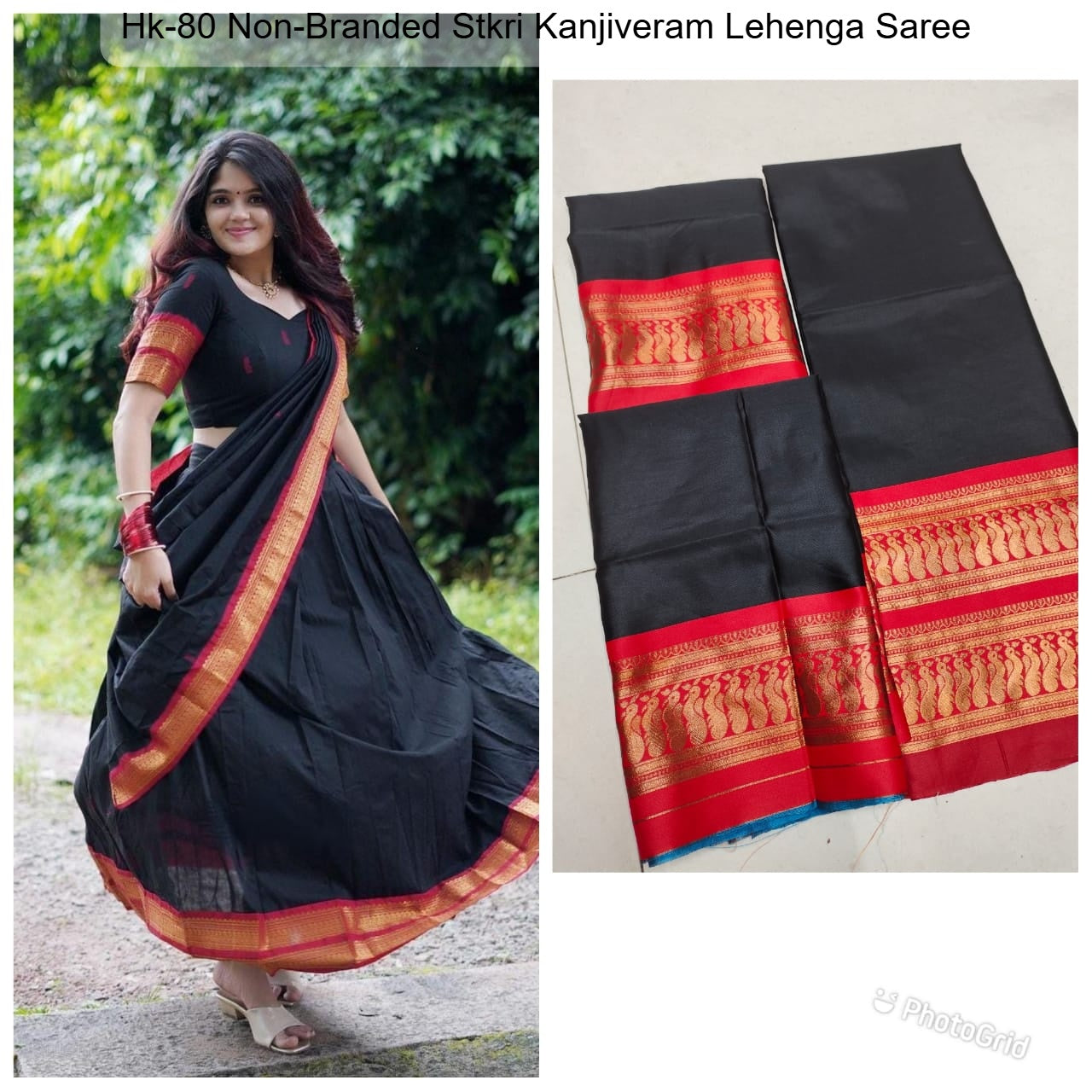 Hk-80 Non-Branded Stkri Kanjiveram Lehenga Saree