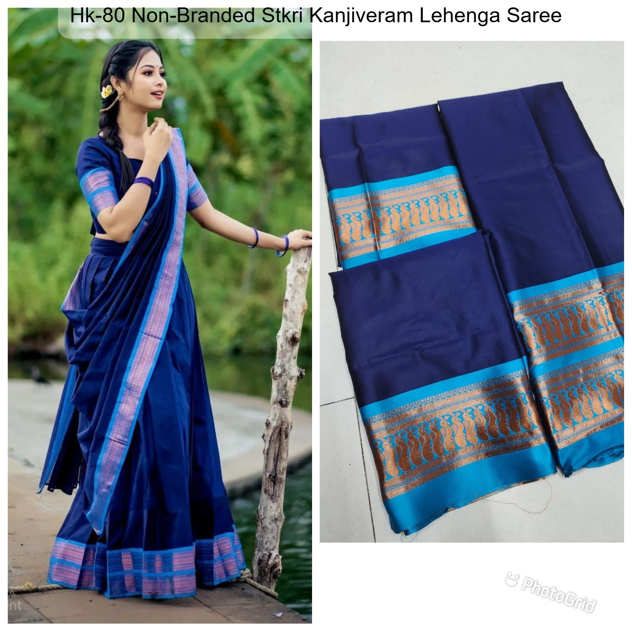 Hk-80 Non-Branded Stkri Kanjiveram Lehenga Saree