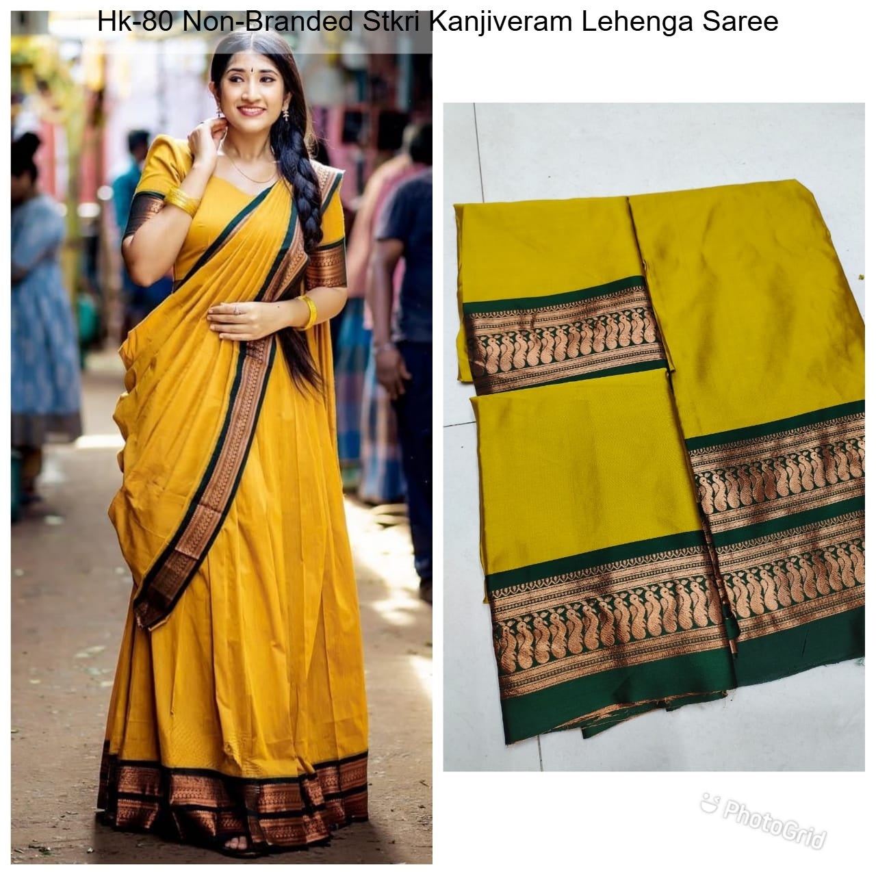 Hk-80 Non-Branded Stkri Kanjiveram Lehenga Saree