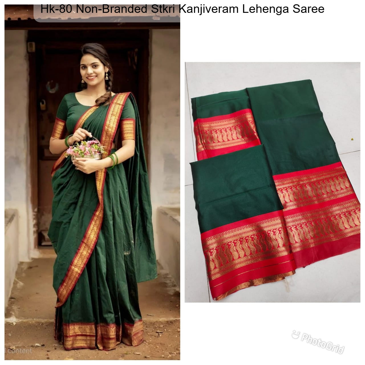 Hk-80 Non-Branded Stkri Kanjiveram Lehenga Saree