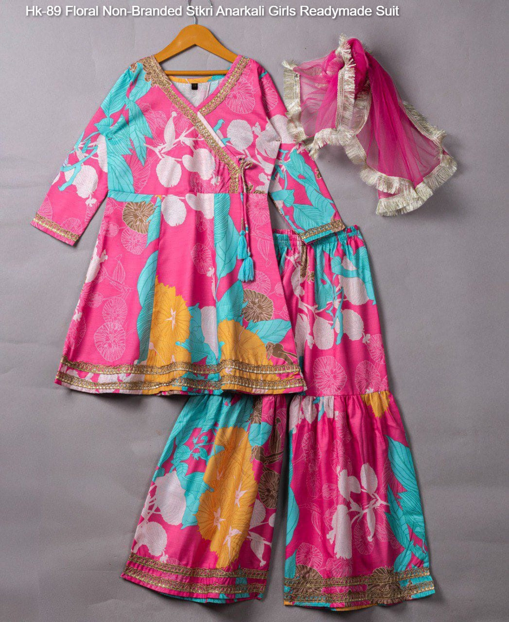 Hk-89 Floral Non-Branded Stkri Anarkali Girls Readymade Suit