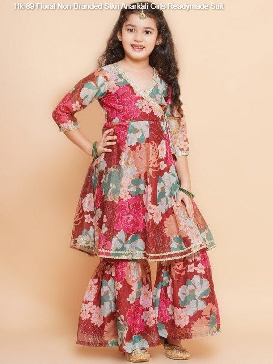Hk-89 Floral Non-Branded Stkri Anarkali Girls Readymade Suit
