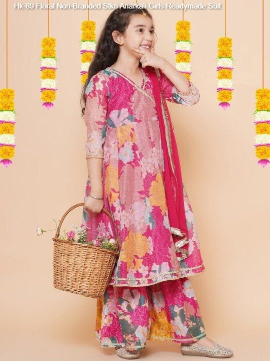 Hk-89 Floral Non-Branded Stkri Anarkali Girls Readymade Suit