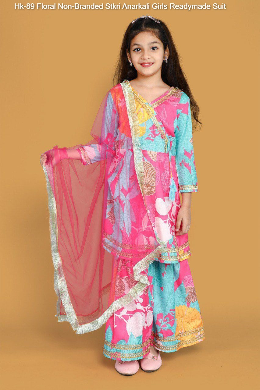 Hk-89 Floral Non-Branded Stkri Anarkali Girls Readymade Suit