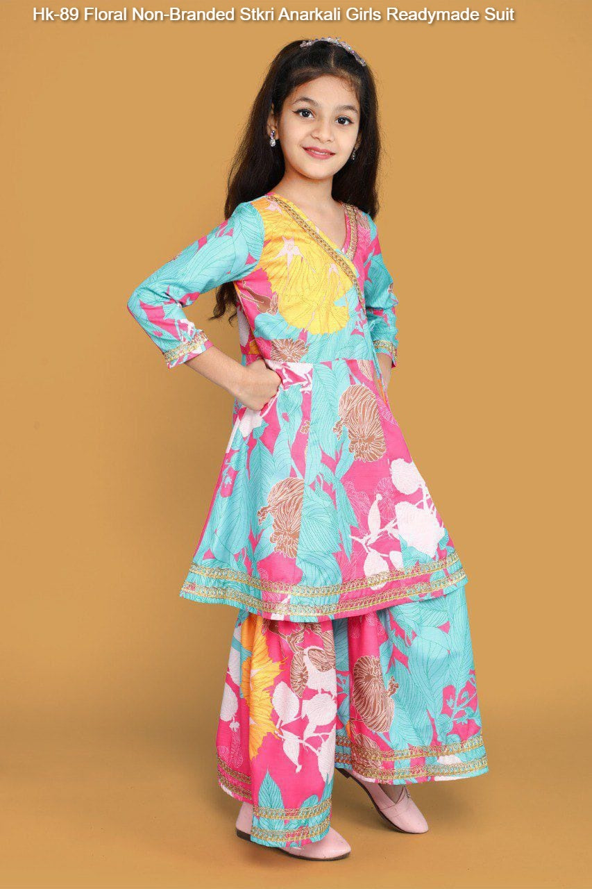 Hk-89 Floral Non-Branded Stkri Anarkali Girls Readymade Suit