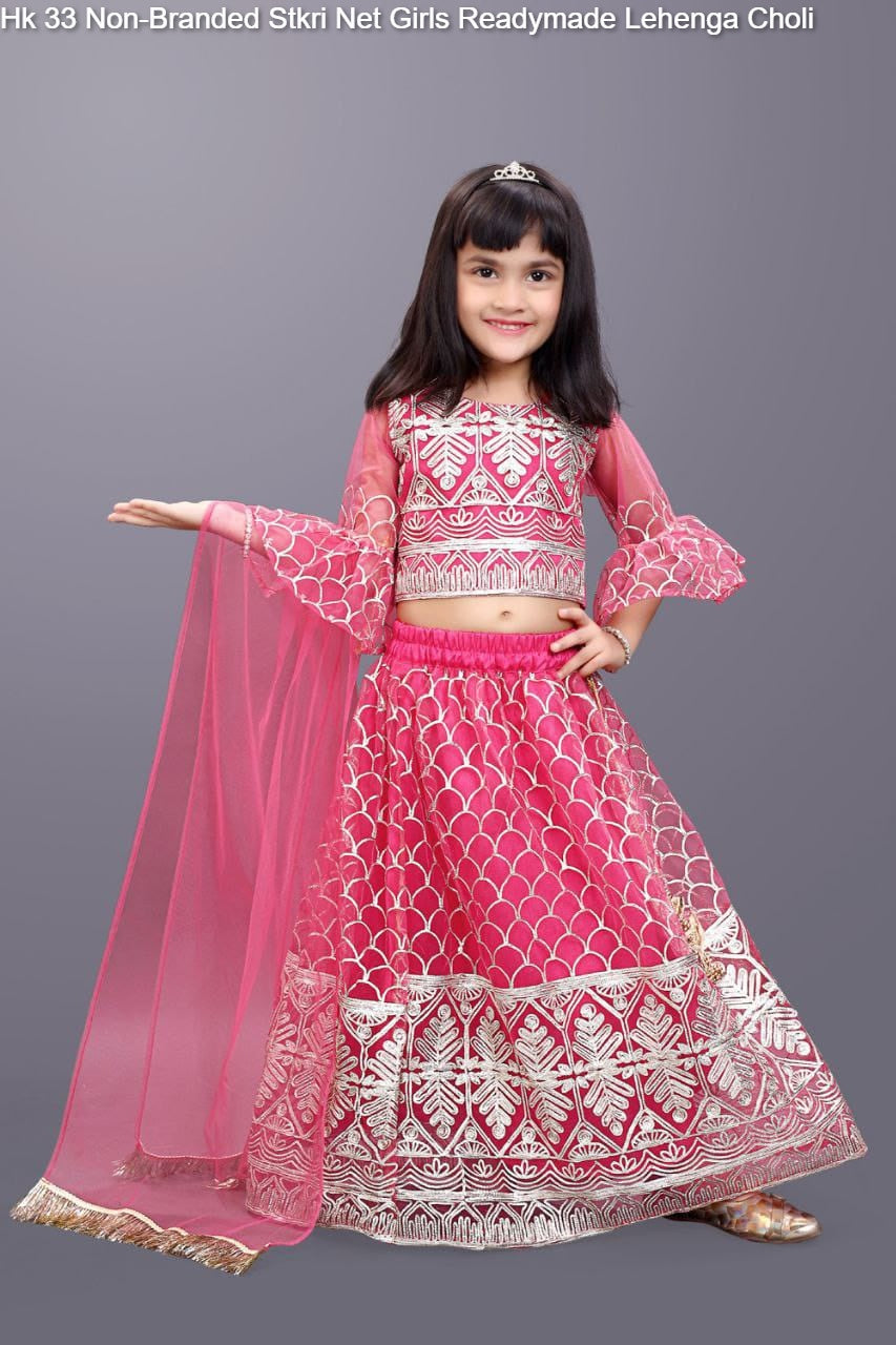 Hk 33 Non-Branded Stkri Net Girls Readymade Lehenga Choli
