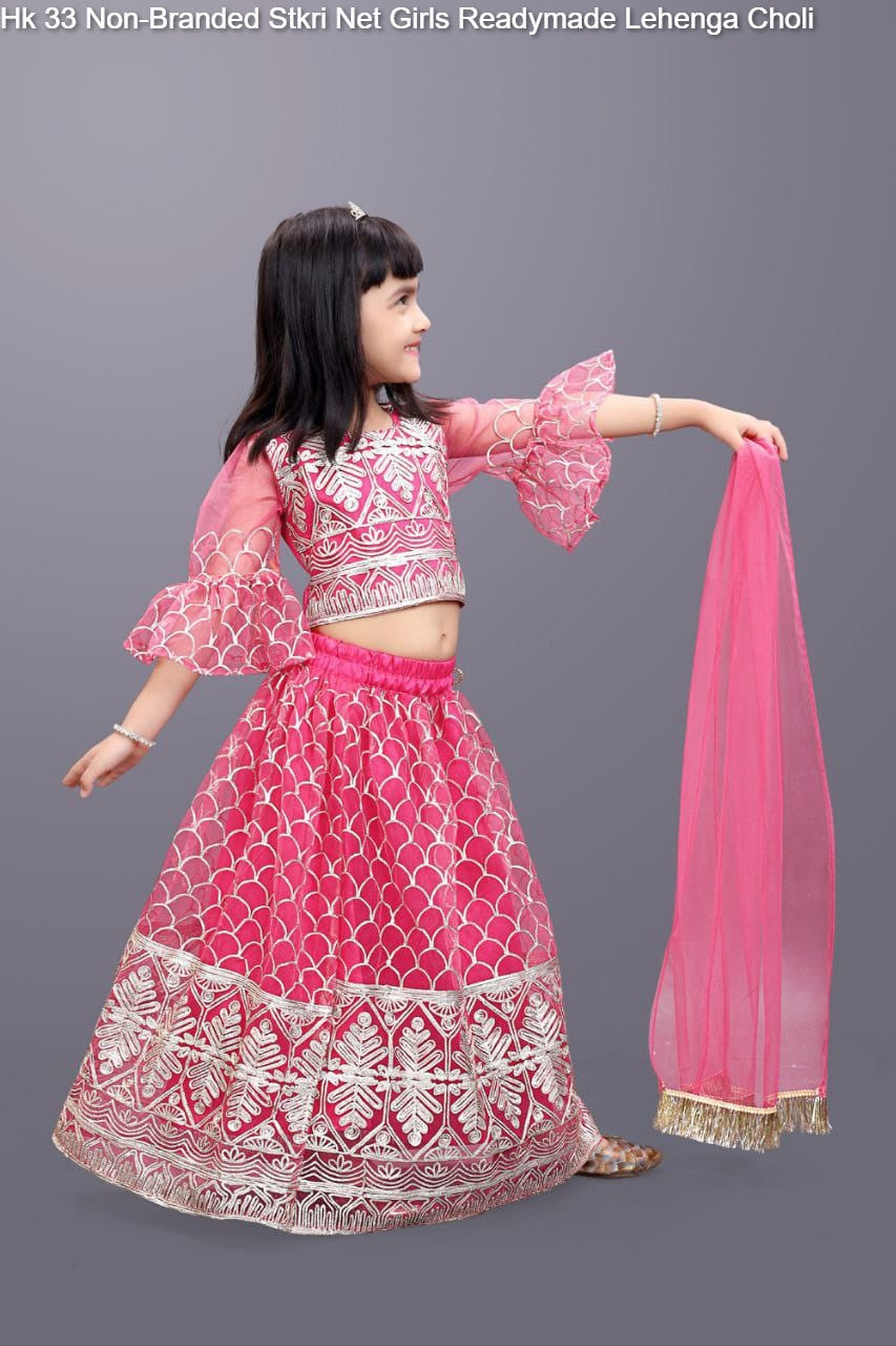 Hk 33 Non-Branded Stkri Net Girls Readymade Lehenga Choli