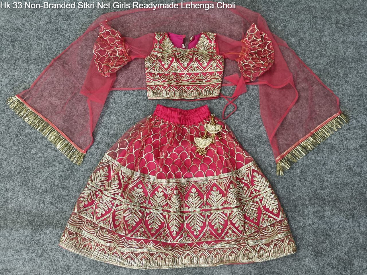 Hk 33 Non-Branded Stkri Net Girls Readymade Lehenga Choli