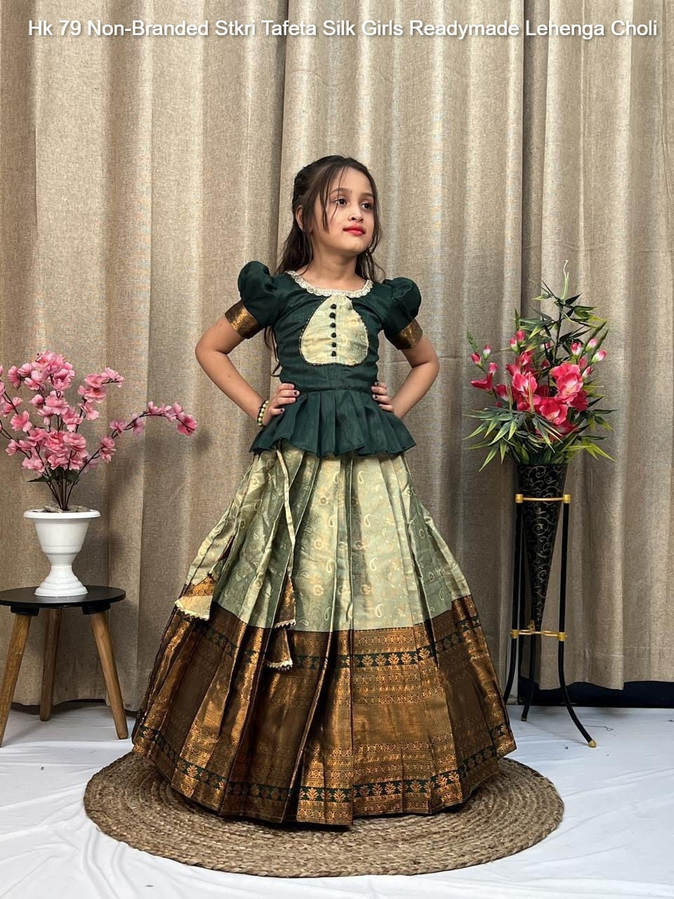 Hk 79 Non-Branded Stkri Tafeta Silk Girls Readymade Lehenga Choli