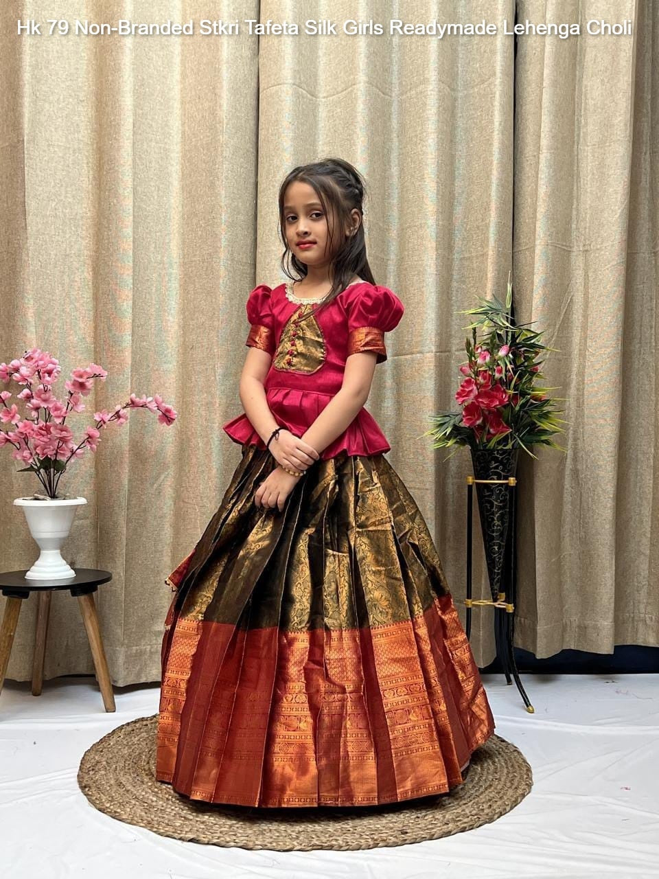 Hk 79 Non-Branded Stkri Tafeta Silk Girls Readymade Lehenga Choli
