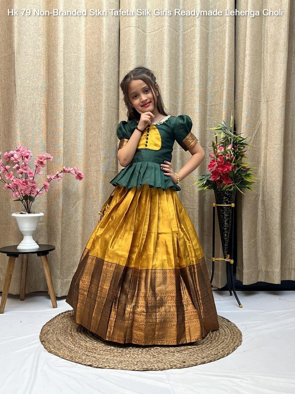 Hk 79 Non-Branded Stkri Tafeta Silk Girls Readymade Lehenga Choli