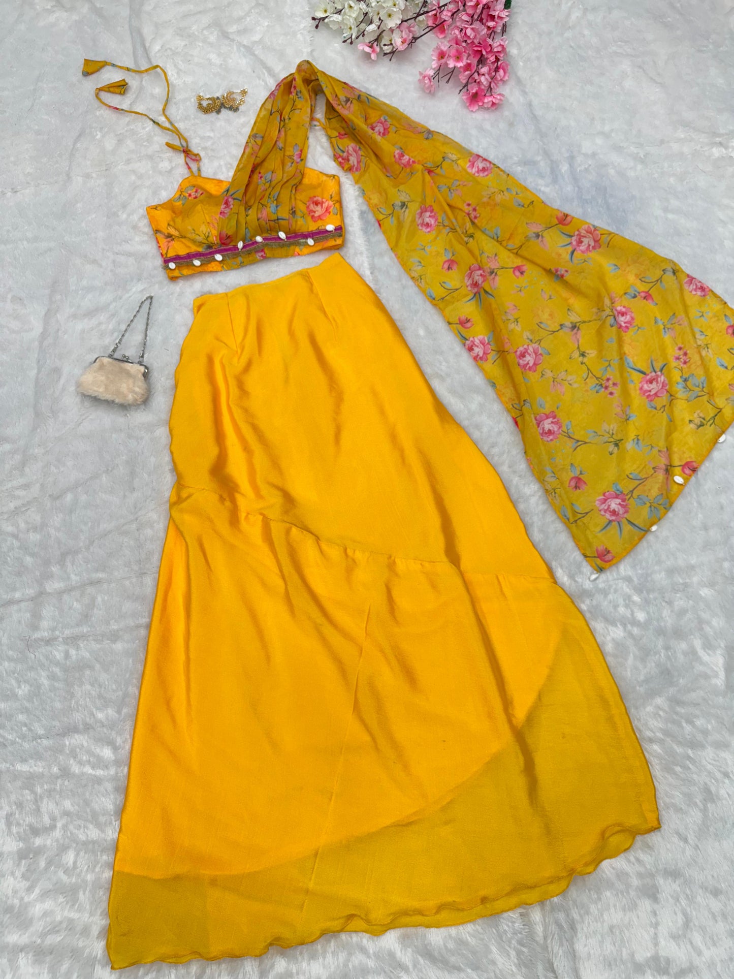 Sc-276 Stswa With Dupatta Croptop Skirt Set