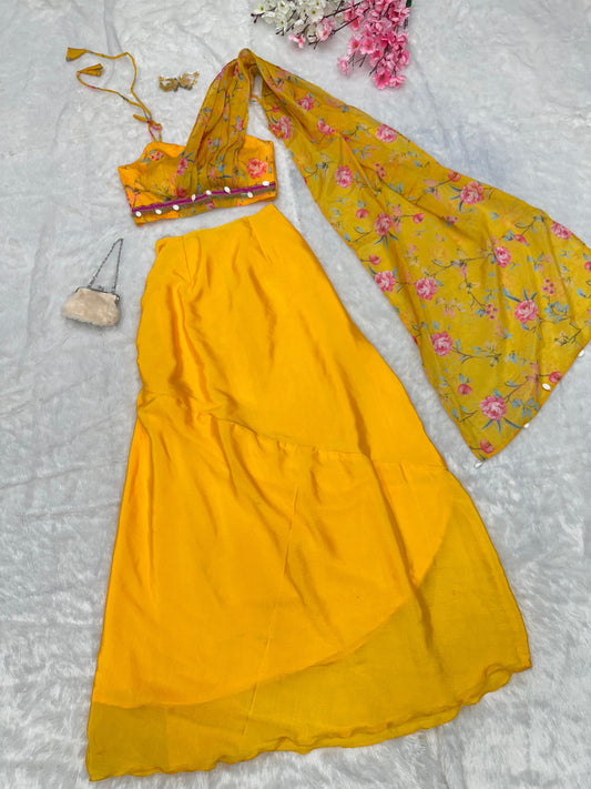 Sc-276 Stswa With Dupatta Croptop Skirt Set