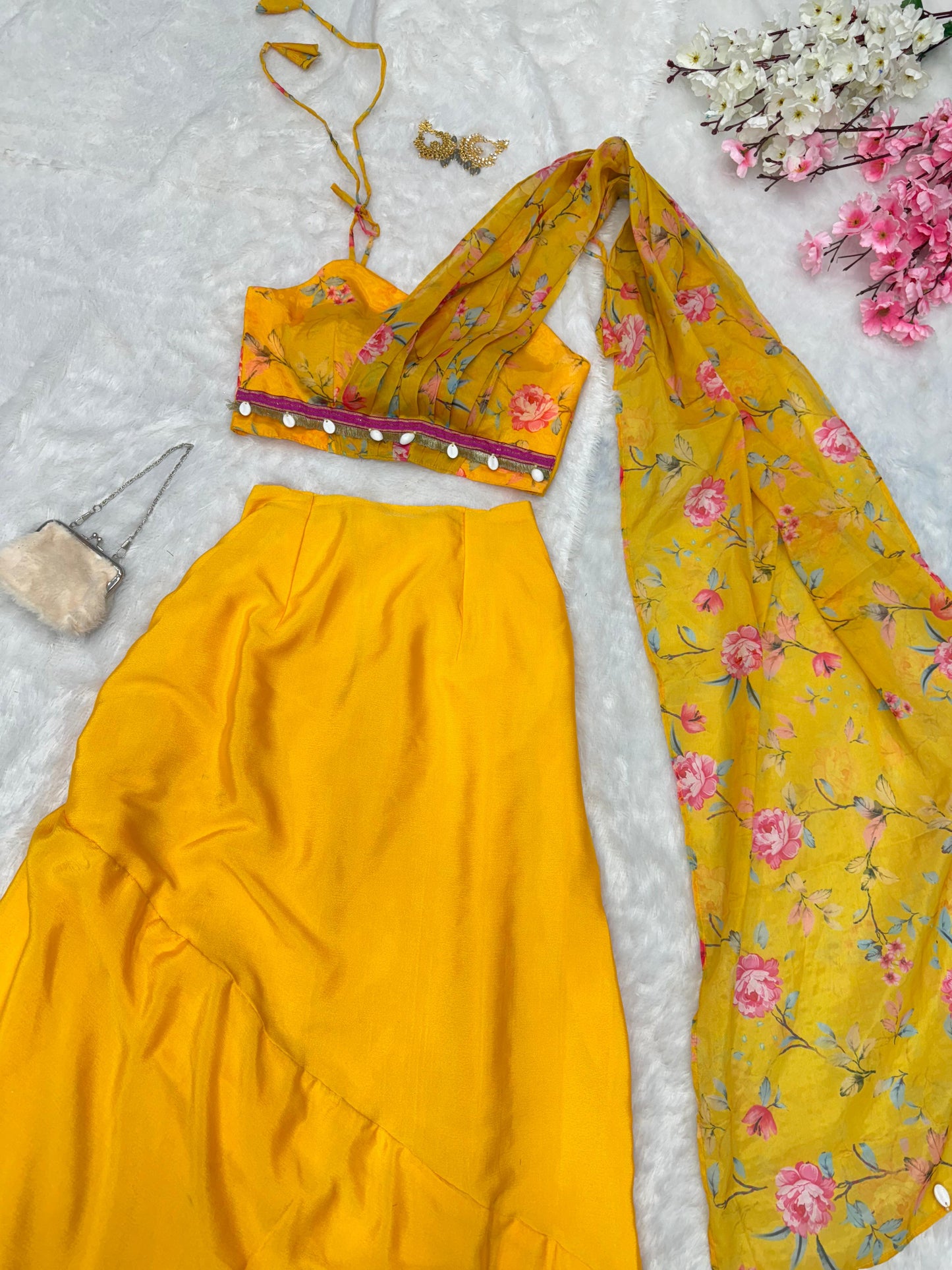 Sc-276 Stswa With Dupatta Croptop Skirt Set