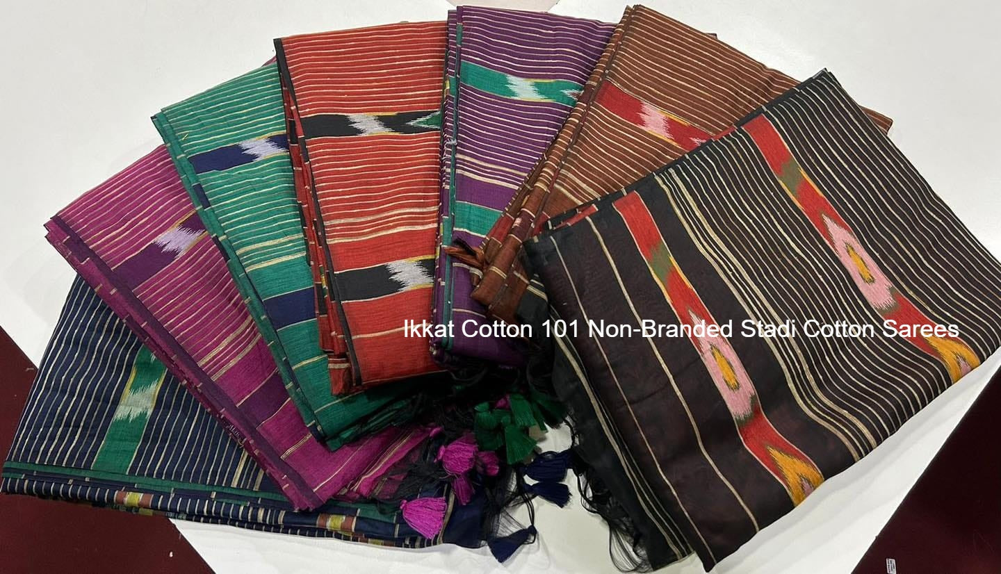 Ikkat Cotton 101 Non-Branded Stadi Cotton Sarees