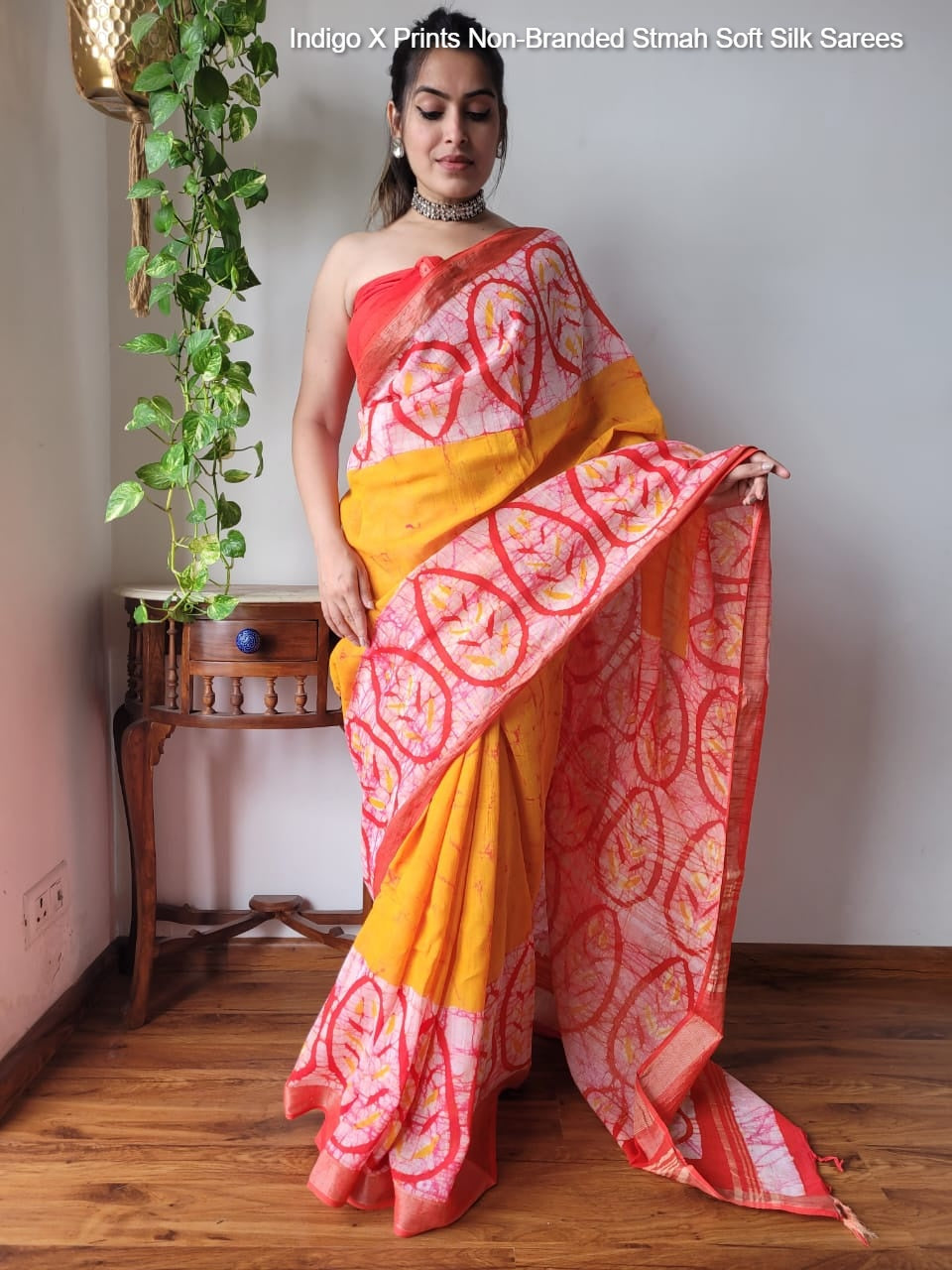 Indigo X Prints Non-Branded Stmah Soft Silk Sarees