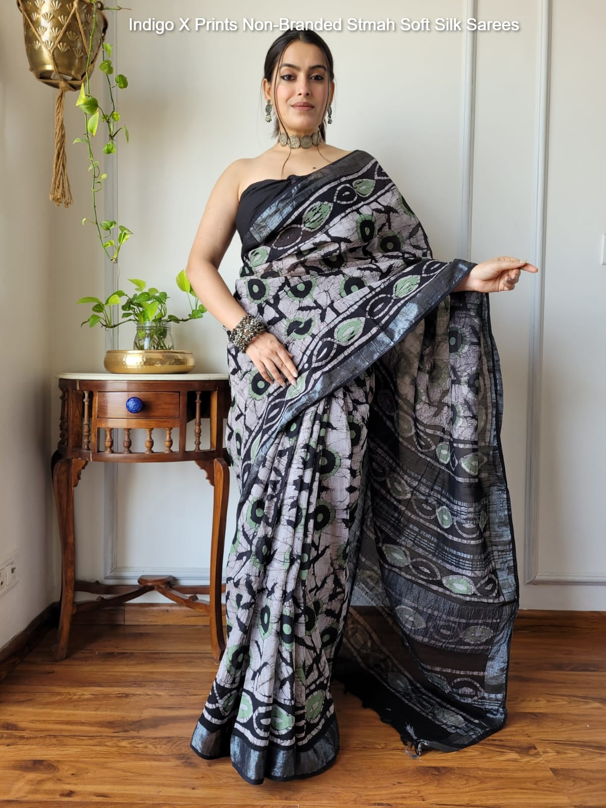 Indigo X Prints Non-Branded Stmah Soft Silk Sarees