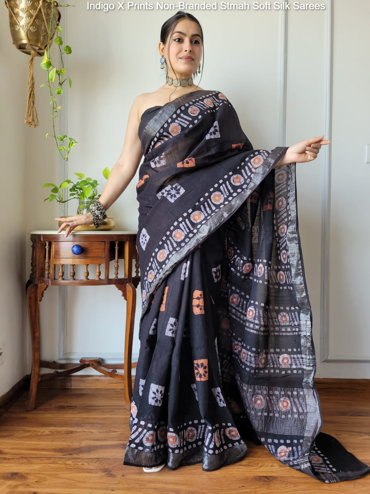 Indigo X Prints Non-Branded Stmah Soft Silk Sarees