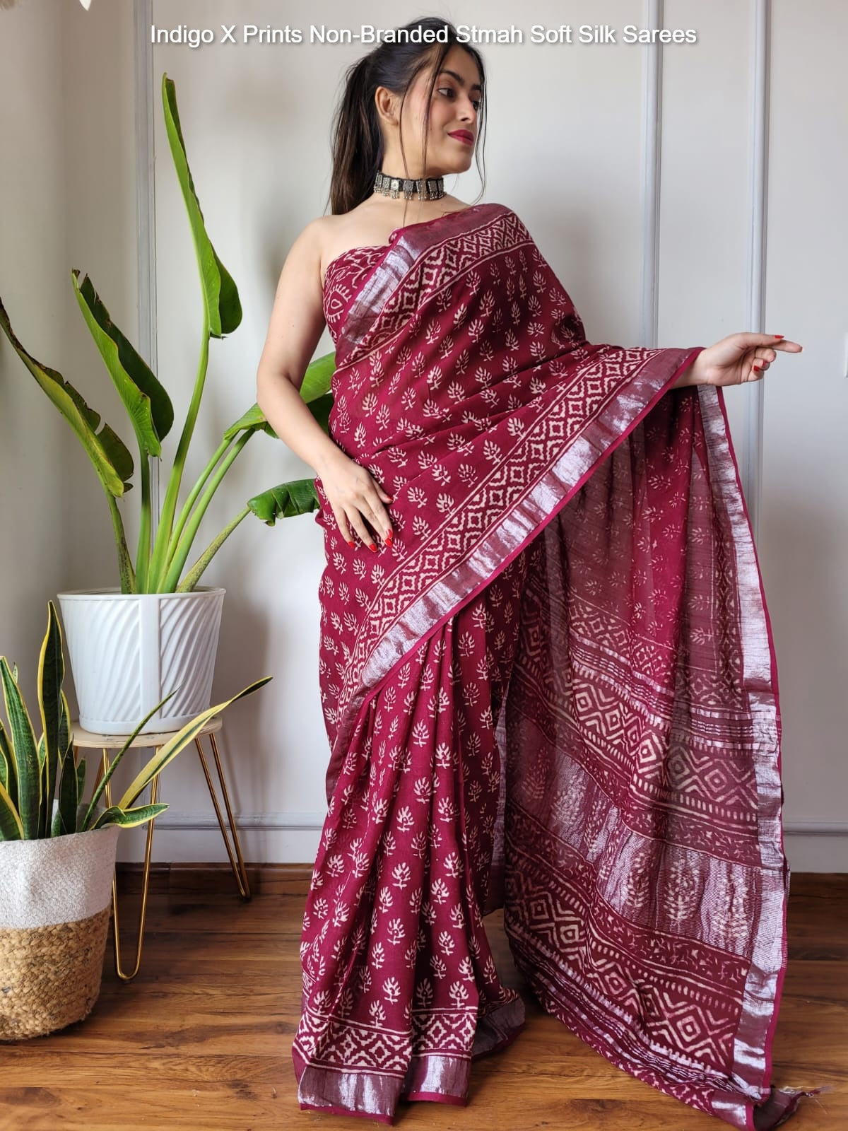 Indigo X Prints Non-Branded Stmah Soft Silk Sarees