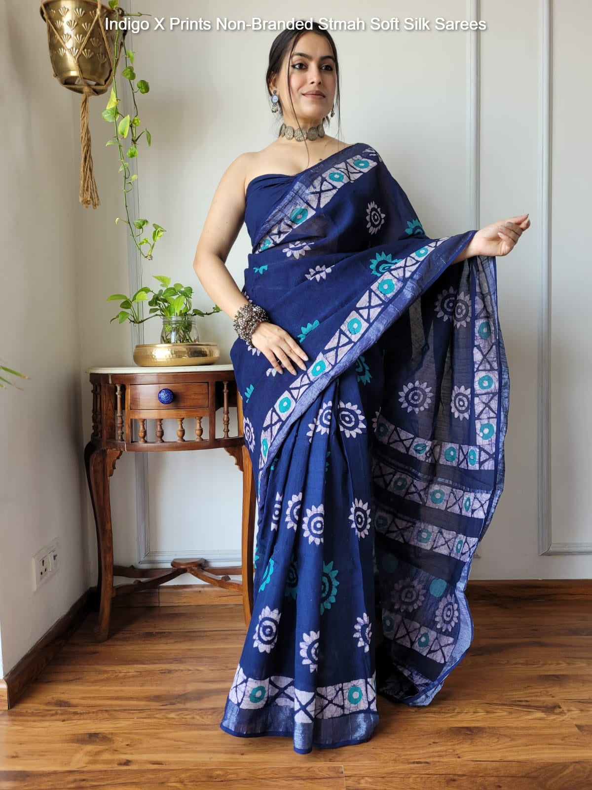 Indigo X Prints Non-Branded Stmah Soft Silk Sarees
