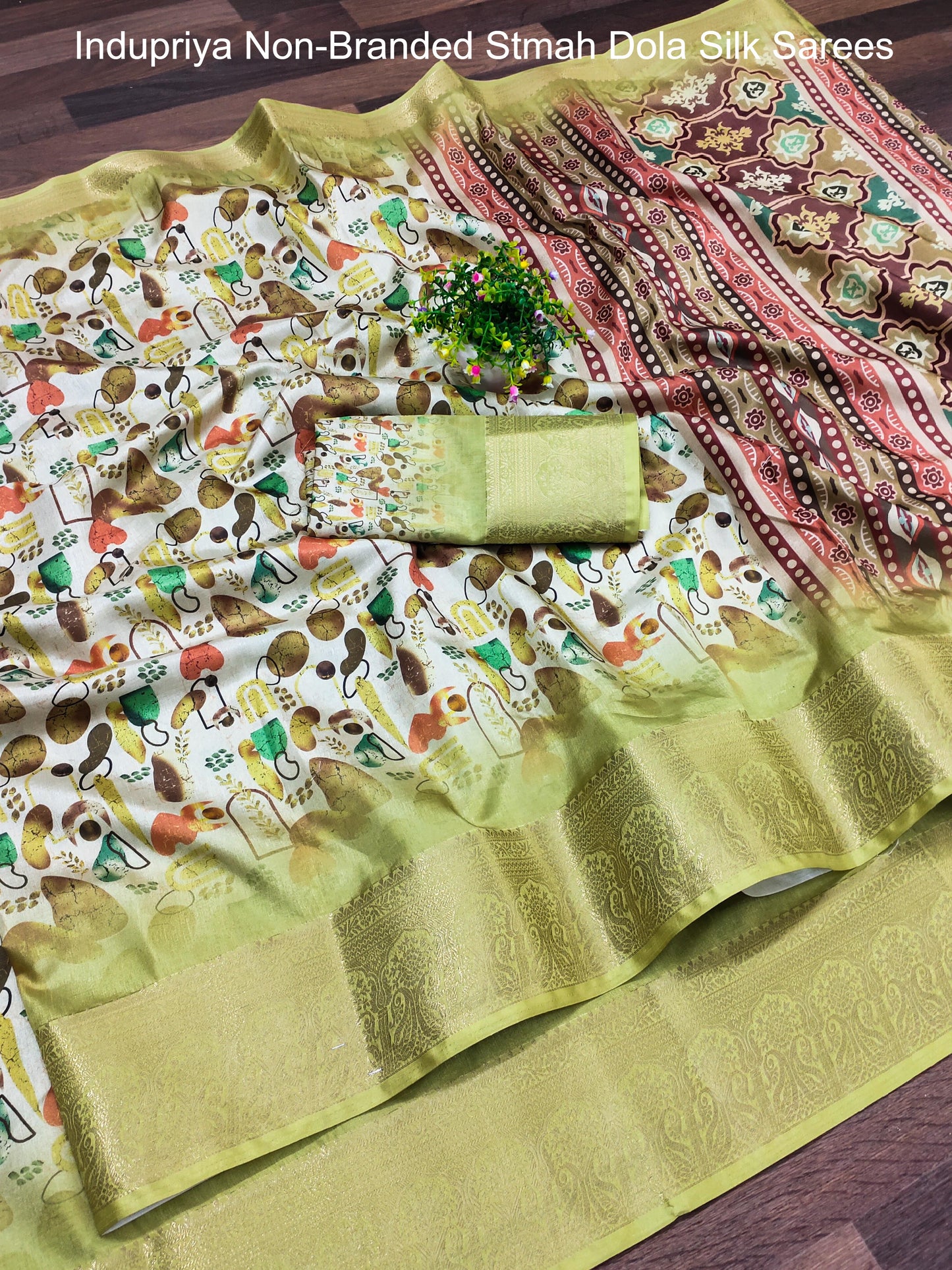 Indupriya Non-Branded Stmah Dola Silk Sarees