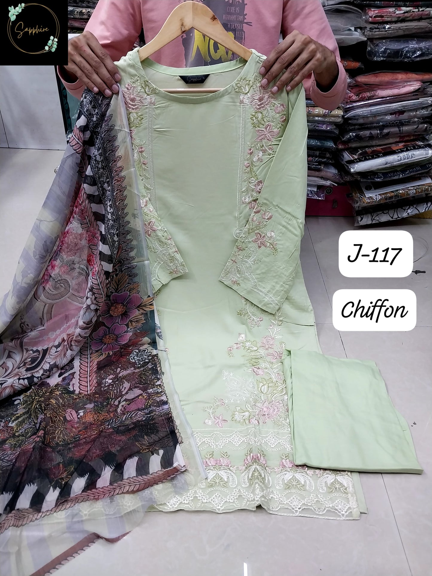 J-117 Sapphire Patches Pakistani Readymade Suits