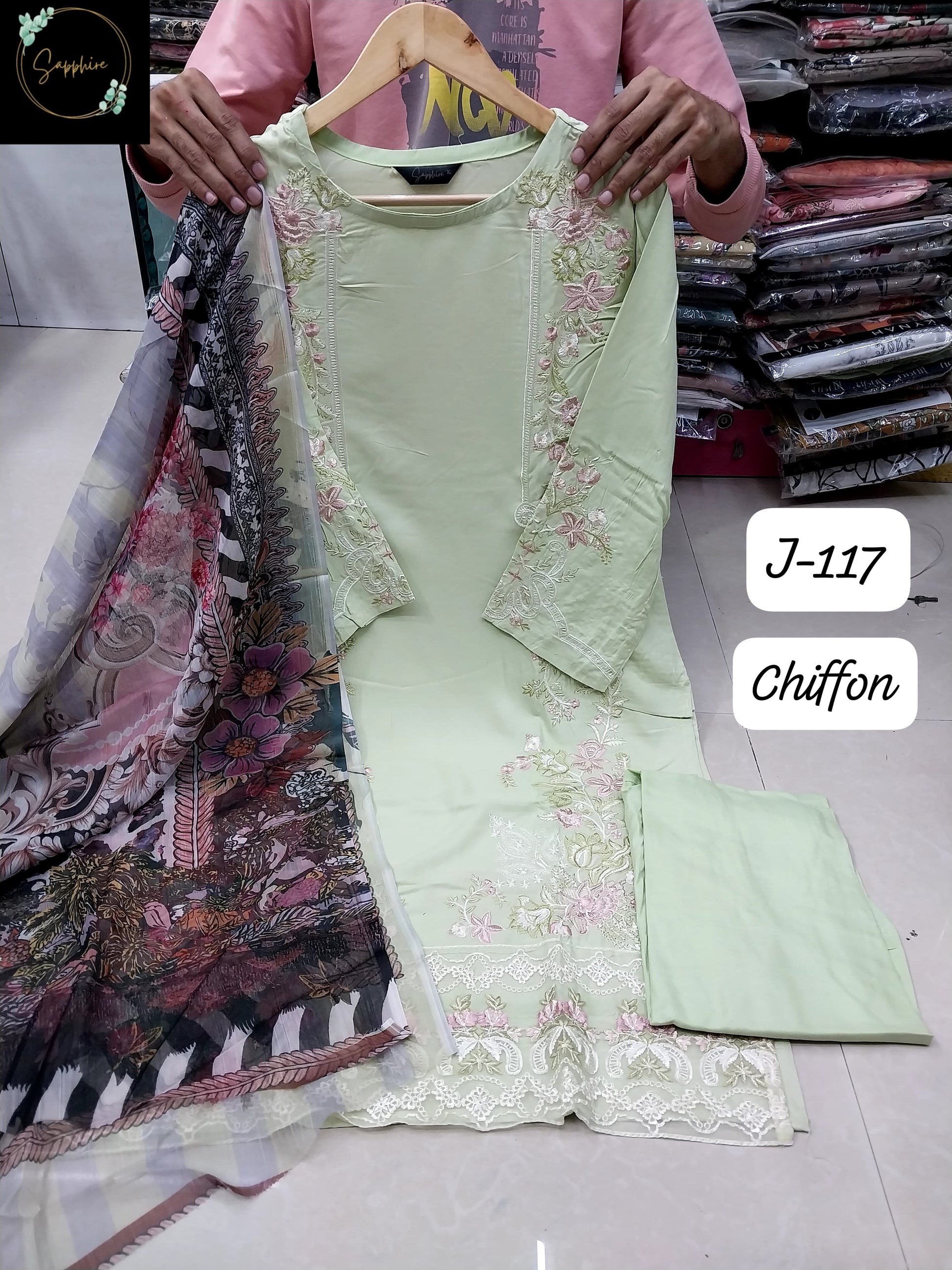 J-117 Sapphire Patches Pakistani Readymade Suits