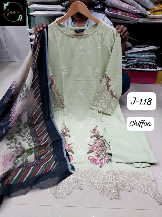 J-118 Pista Sapphire Patches Pakistani Readymade Suits