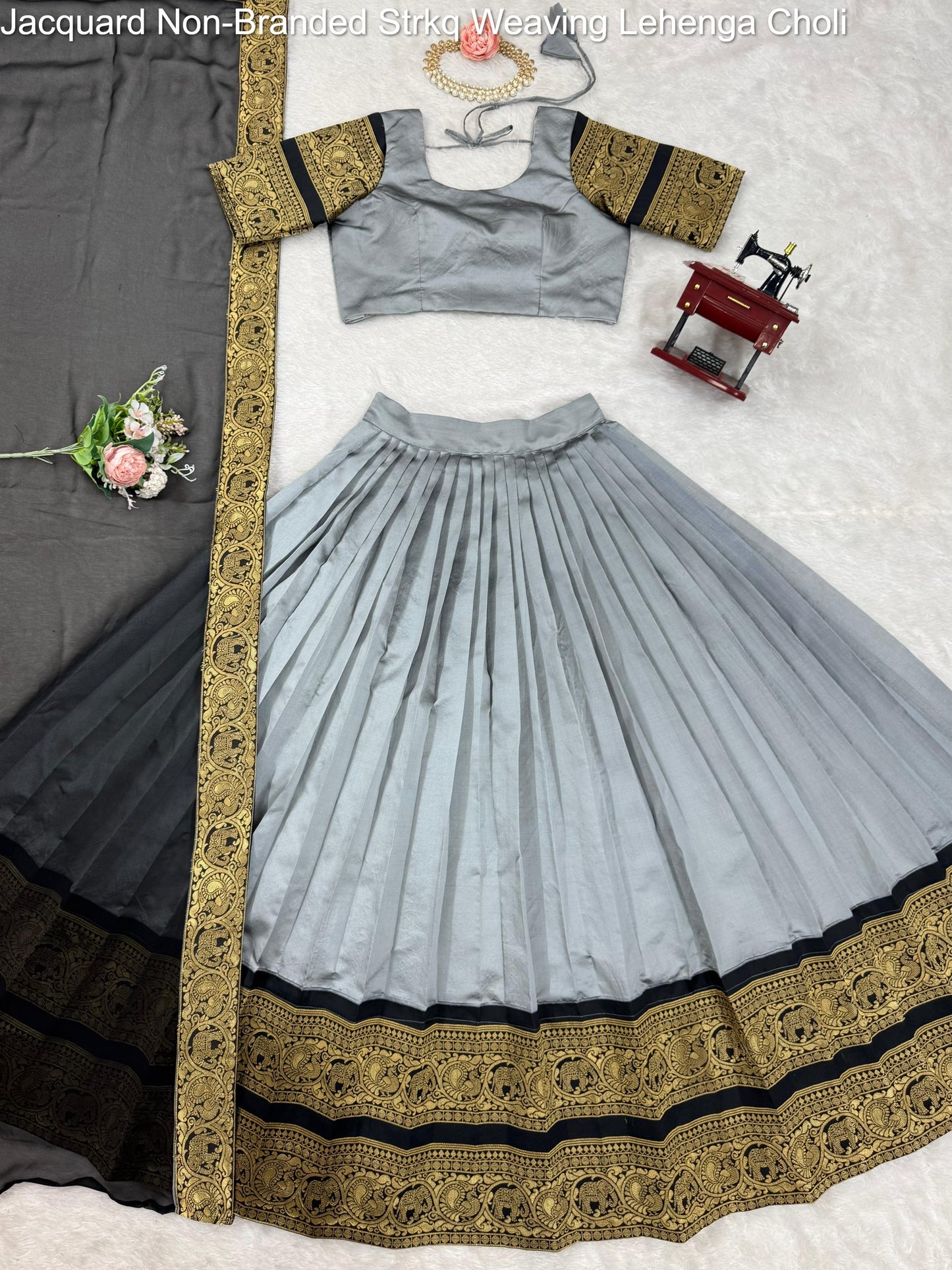 Jacquard Non-Branded Strkq Weaving Lehenga Choli