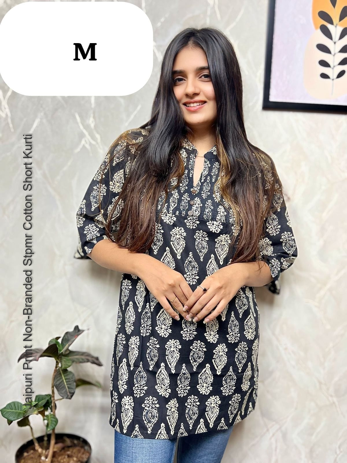 Jaipuri Print Non-Branded Stpmr Cotton Short Kurti