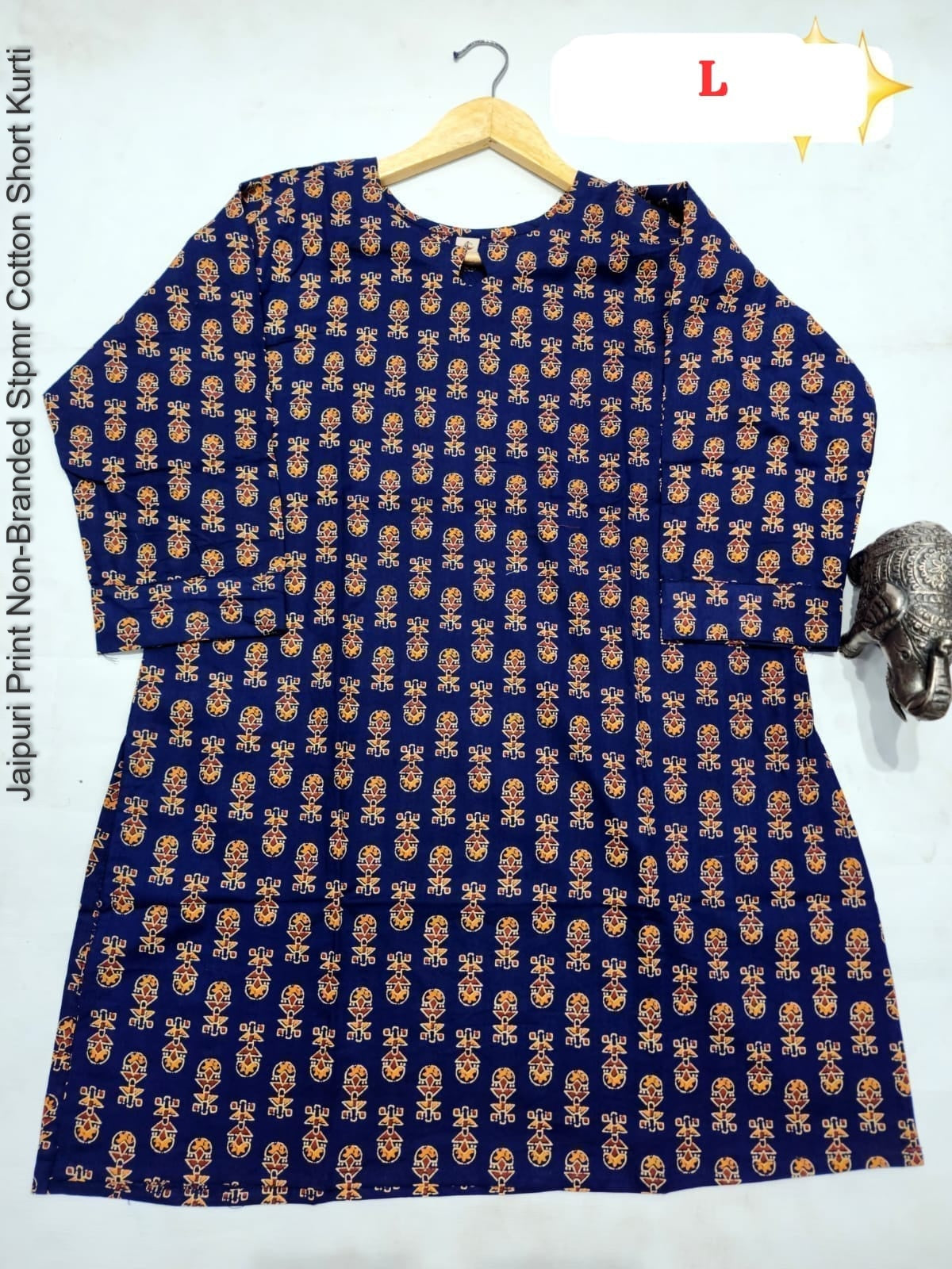 Jaipuri Print Non-Branded Stpmr Cotton Short Kurti