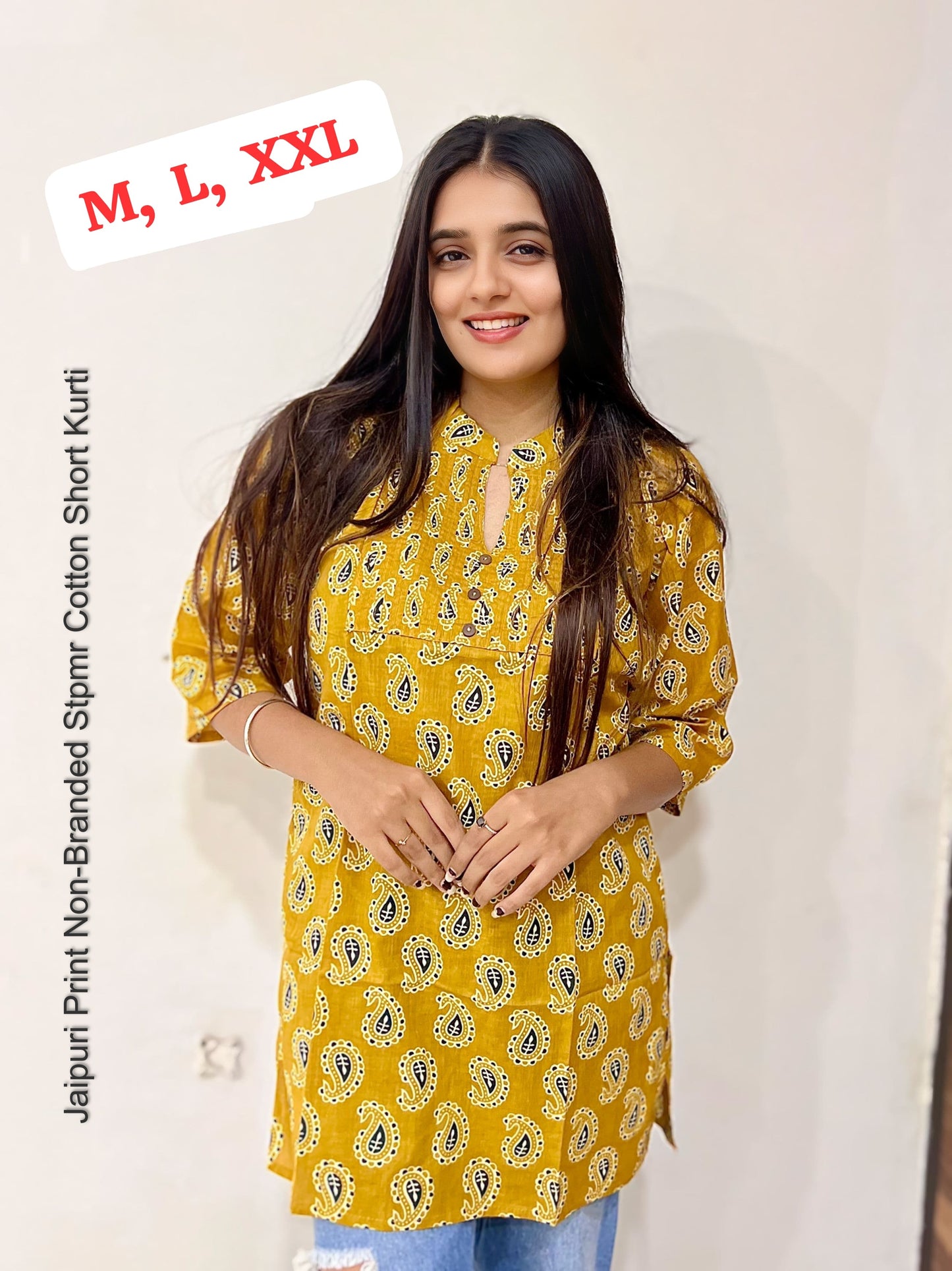 Jaipuri Print Non-Branded Stpmr Cotton Short Kurti