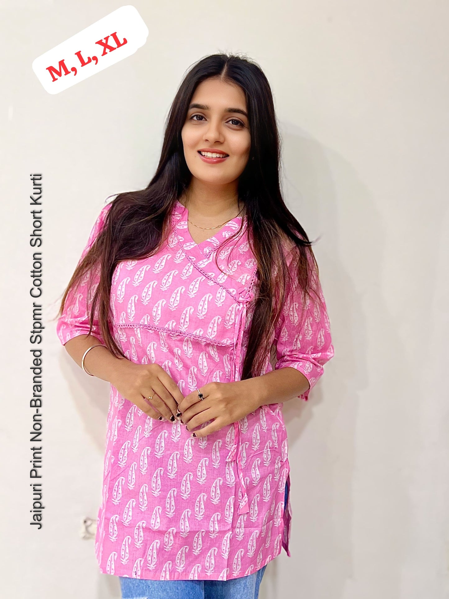Jaipuri Print Non-Branded Stpmr Cotton Short Kurti