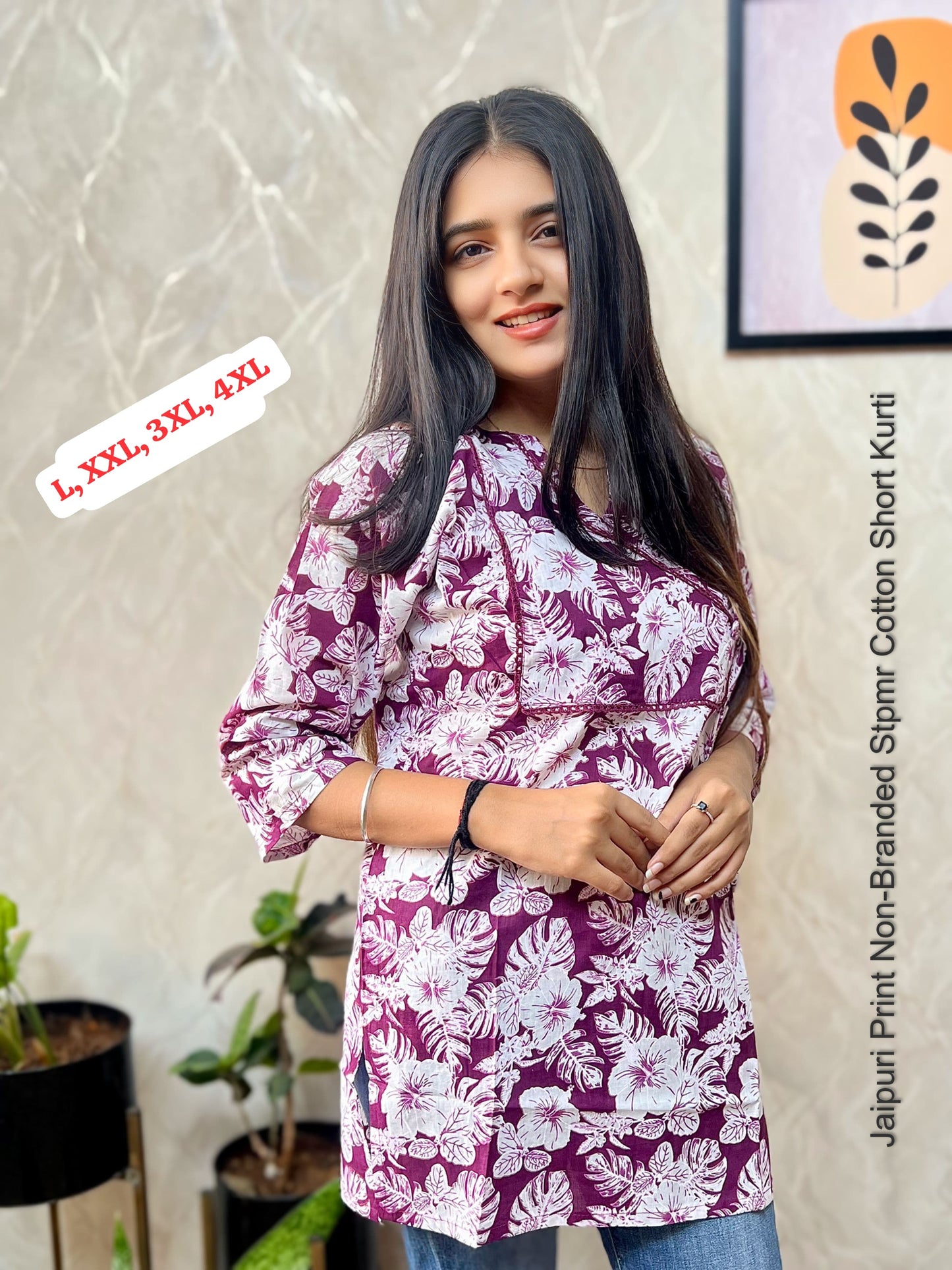 Jaipuri Print Non-Branded Stpmr Cotton Short Kurti