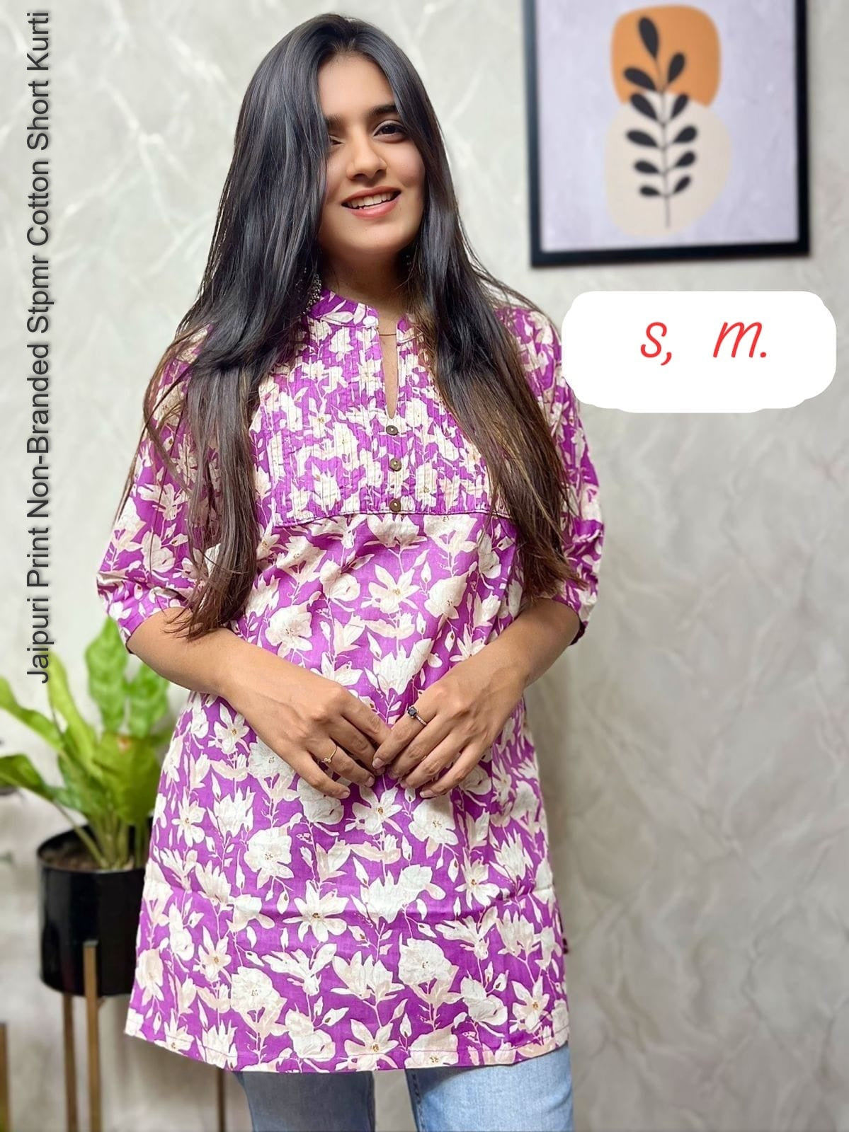 Jaipuri Print Non-Branded Stpmr Cotton Short Kurti
