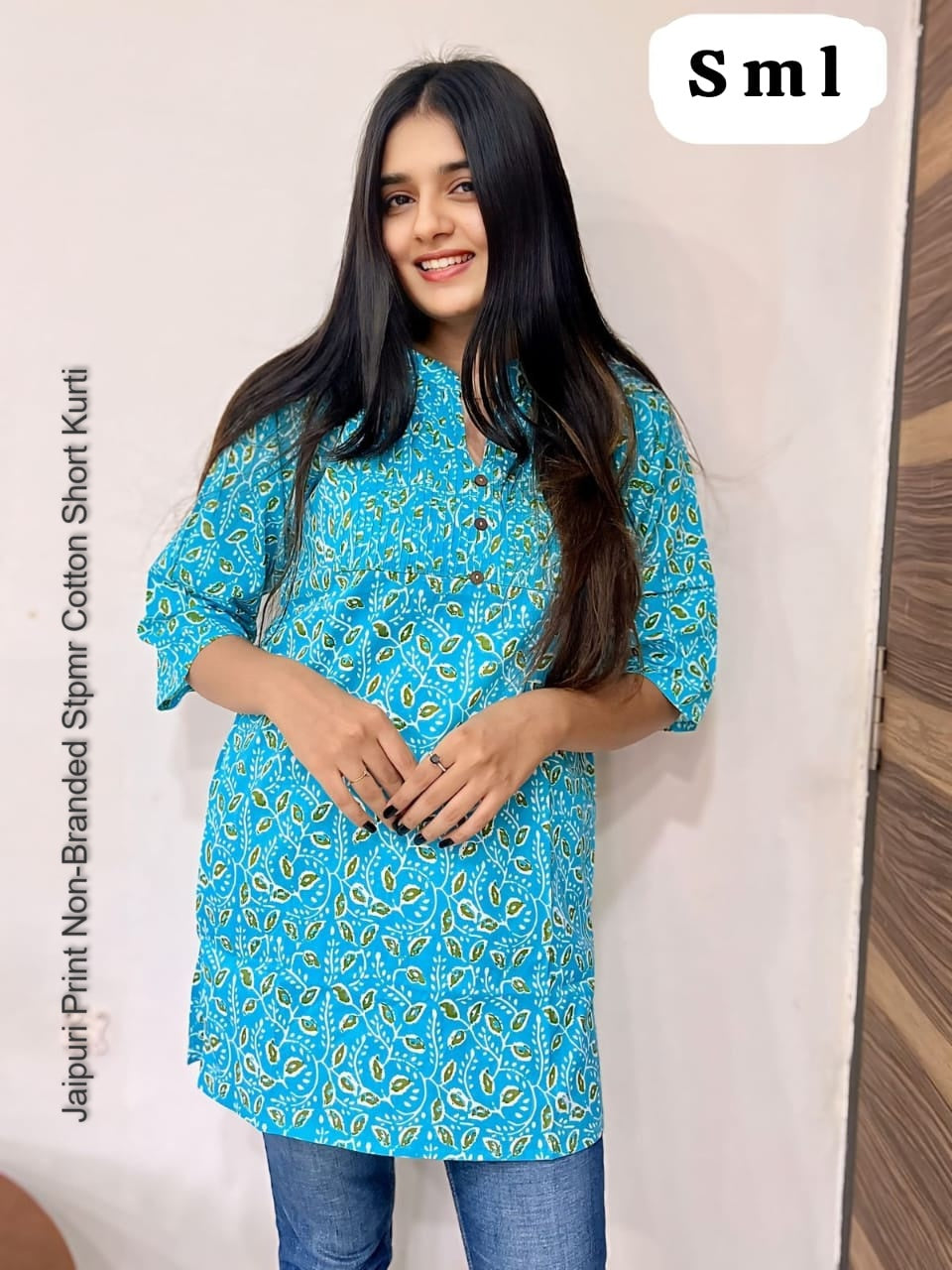 Jaipuri Print Non-Branded Stpmr Cotton Short Kurti